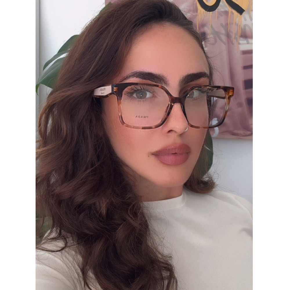 NEW Prada PR B03V Brown Powder Square Eyeglasses Frames